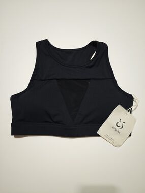 Zasuwa Black Mesh Sports Bra Size M NWT Athletic Workout Top